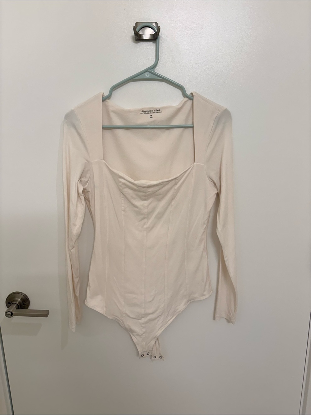 Abercrombie & Fitch Long Sleeve Square-Neck Bodysuit - Ivory